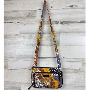 Vera Bradley womens feathers pattern quilted Fabric shoulder bag crossbody